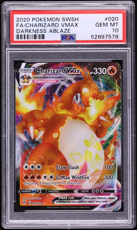 2020 Pokemon Sword & Shield Darkness Ablaze Full Art Charizard VMAX #20 PSA 10 GEM MINT