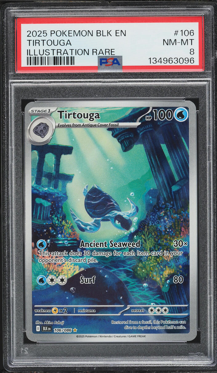 2025 Pokemon Scarlet & Violet Black Bolt IR Tirtouga #106 PSA 8 NM-MT