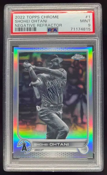 2022 Topps Chrome Negative Refractor #1 Shohei Ohtani PSA 9 on