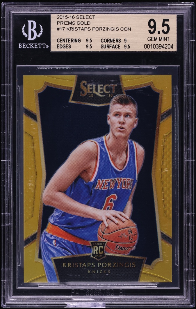 2015 Select Prizm Gold Kristaps Porzingis ROOKIE /10 #17 BGS 9.5 GEM MINT