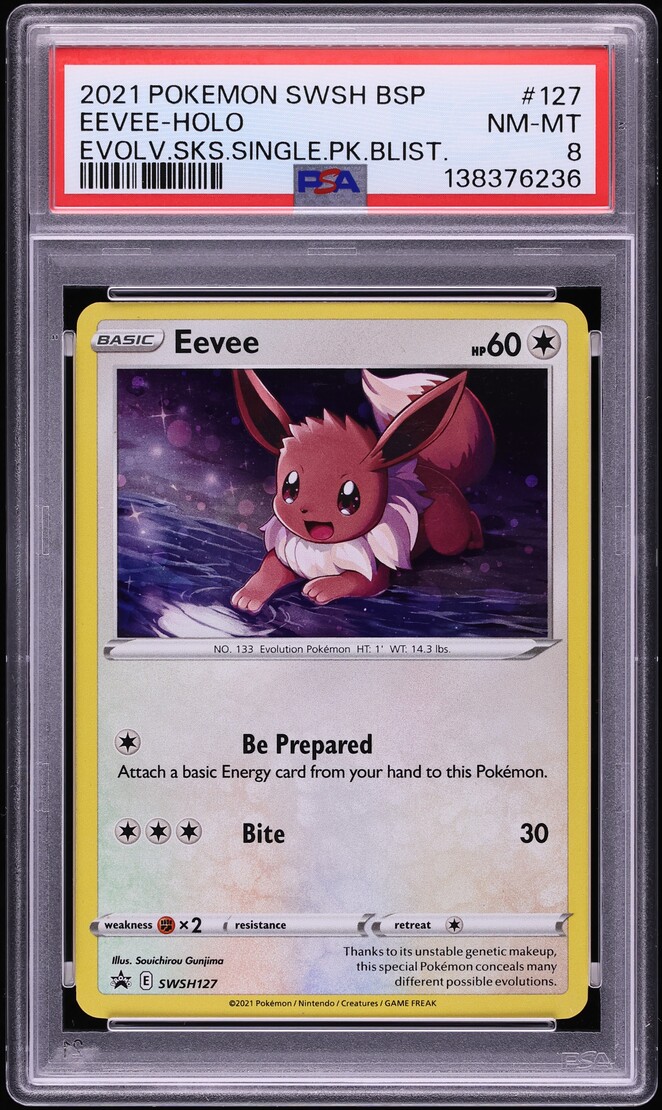 2021 Pokemon Sword & Shield Promo Evolving Skies Holo Eevee #127 PSA 8 NM-MT