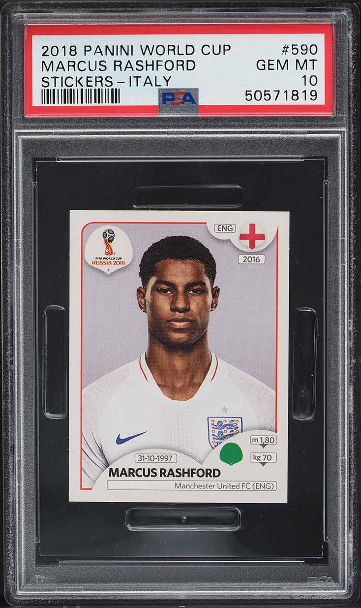 2018 Panini World Cup Stickers Marcus Rashford #590 PSA 10 GEM