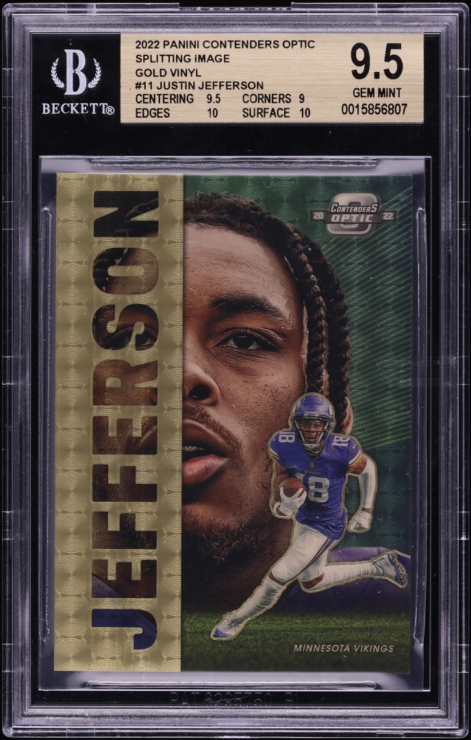2022 Panini Contenders Optic Splitting Image Gold Vinyl Justin Jefferson 1/1 #SI-11 BGS 9.5 GEM - Photo 1