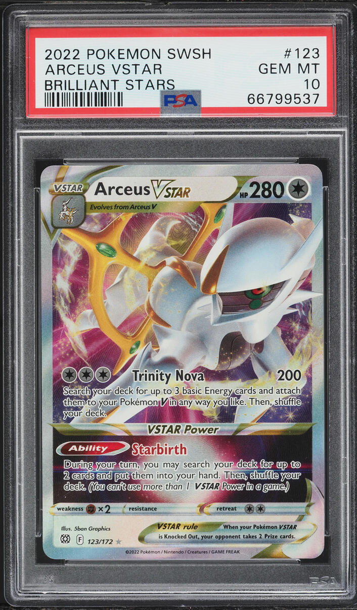 2022 Pokemon Sword & Shield Brilliant Stars Holo Arceus VSTAR #123 PSA 10 GEM MINT