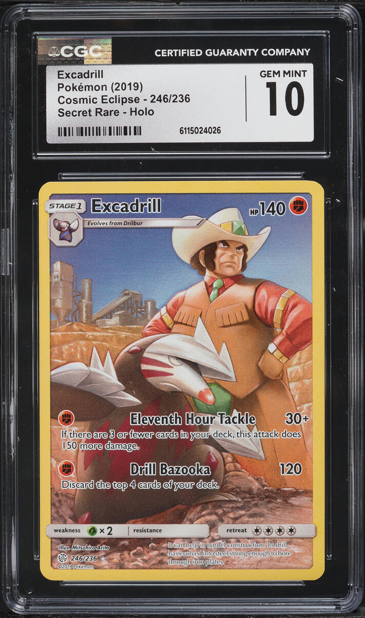 2019 Pokemon Sun & Moon Cosmic Eclipse Full Art Excadrill #246 CGC 10 GEM MINT