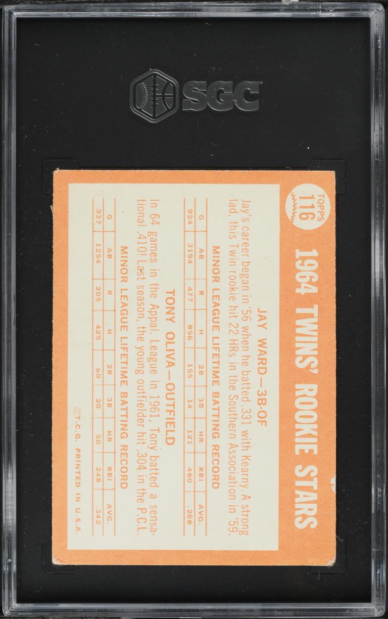 1964 Topps Tony Oliva ROOKIE #116 SGC 3 VG