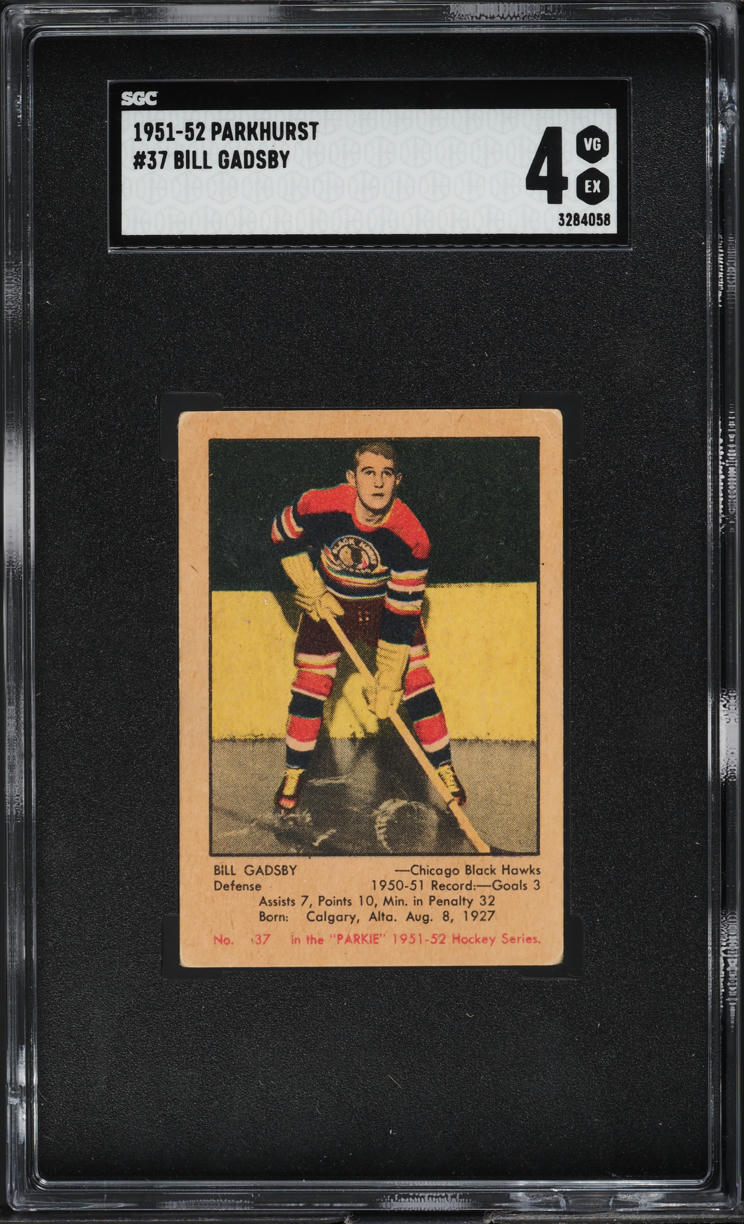 1951 Parkhurst Bill Gadsby ROOKIE #37 SGC 4 VGEX
