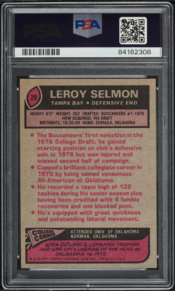 1977 Topps Football Leroy Selmon ROOKIE #29 PSA 4 VGEX