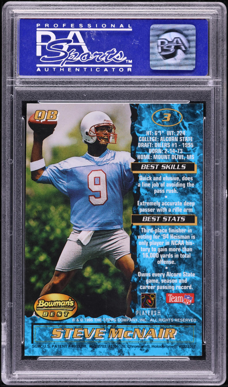 1995 Bowman's Best Blue Steve McNair ROOKIE #3 PSA 9 MINT