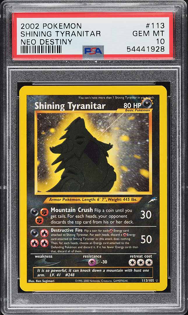 2002 Pokemon Neo Destiny Shining Tyranitar #113 PSA 10 GEM MINT