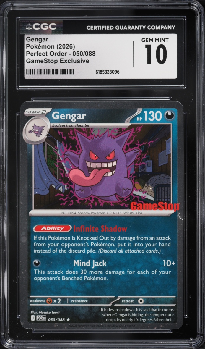 2026 Pokemon Mega Evolution Perfect Order GameStop Exclusive Gengar #50 CGC 10 GEM MINT