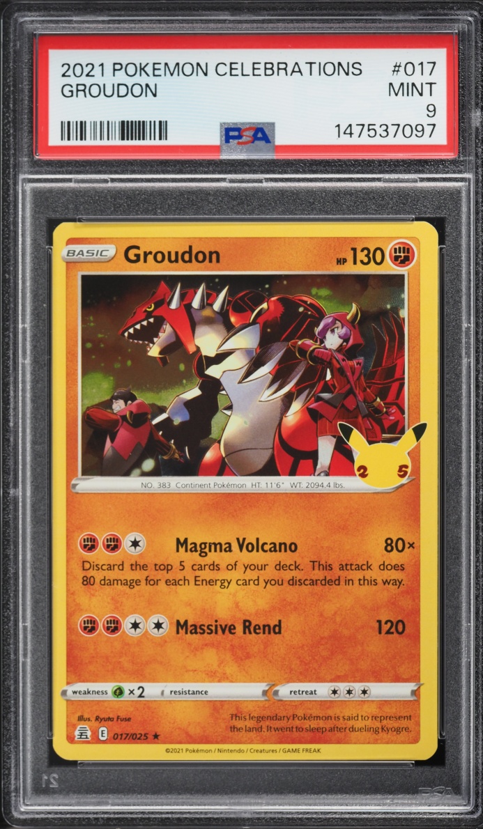 2021 Pokemon Sword & Shield Celebrations Groudon #17 PSA 9 MINT