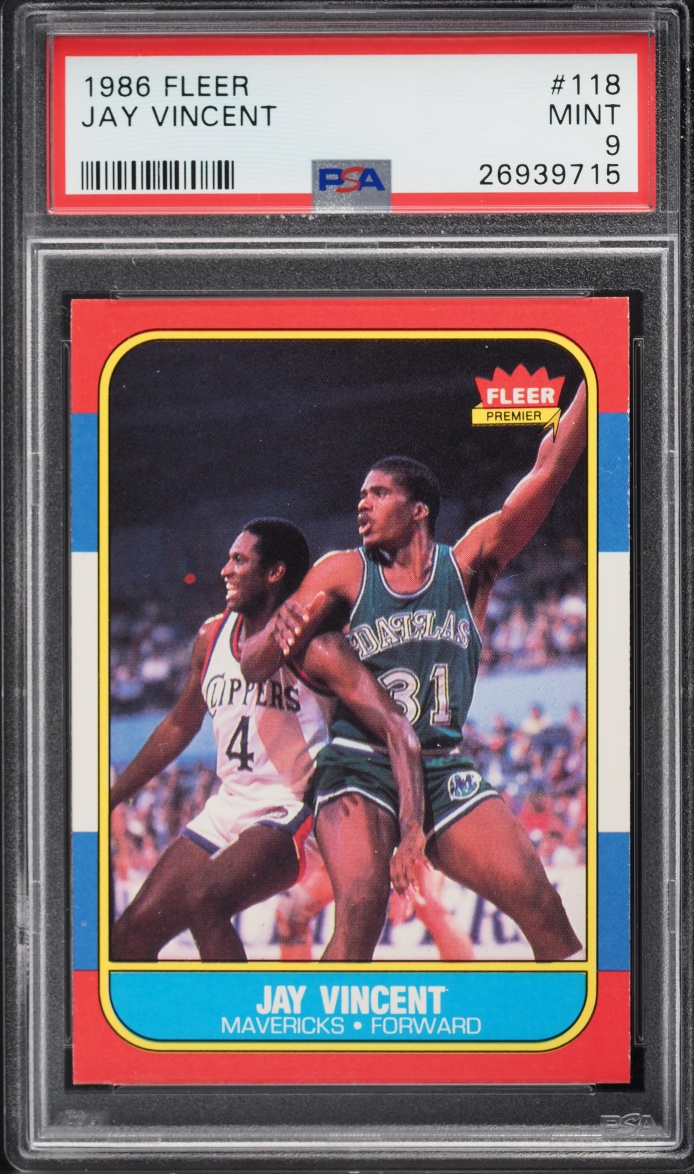 1986 Fleer Basketball Jay Vincent #118 PSA 9 MINT