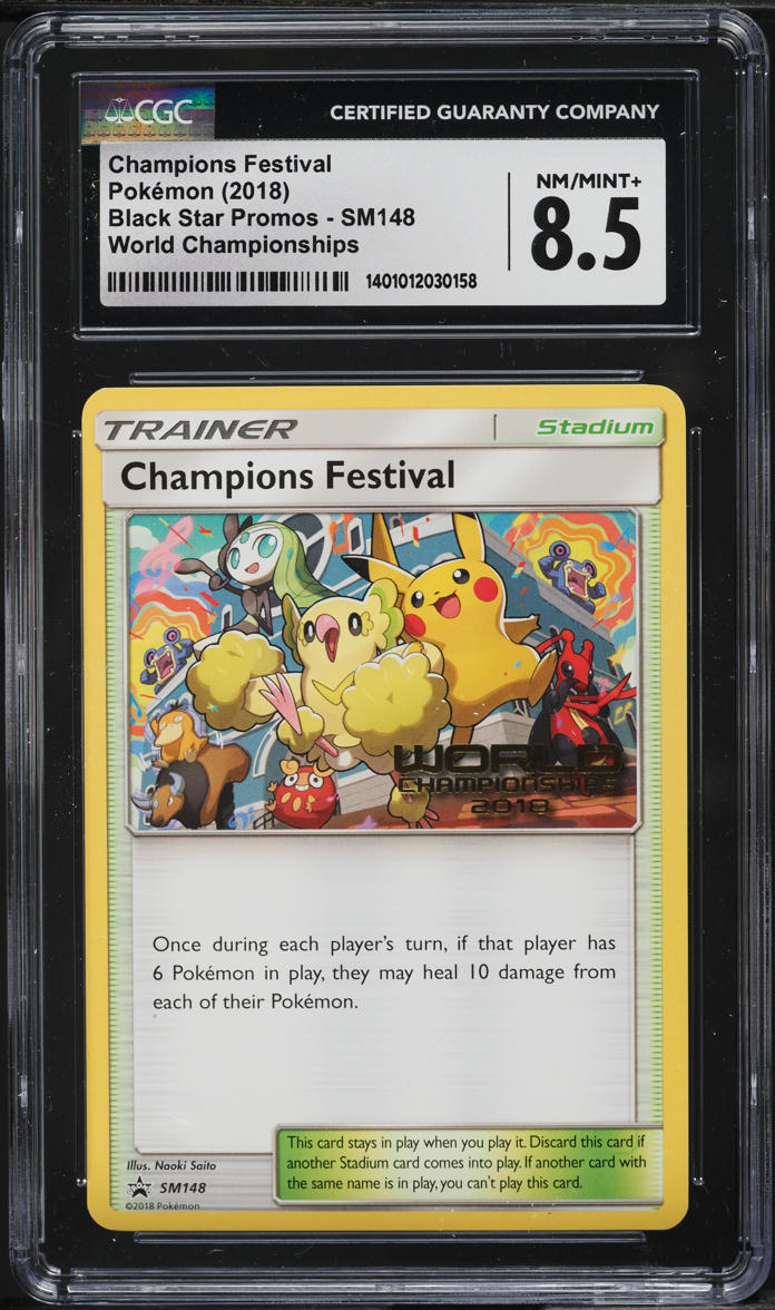 2018 Pokemon Sun & Moon Black Star Promo World Champions Festival #SM148 CGC 8.5
