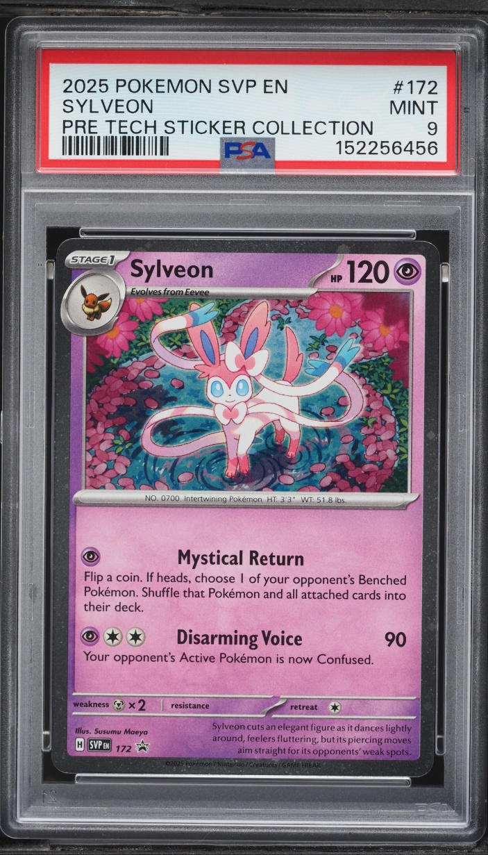 2025 Pokemon SV Black Star Promo Pre Tech Sticker Collection Sylveon #172 PSA 9 MINT