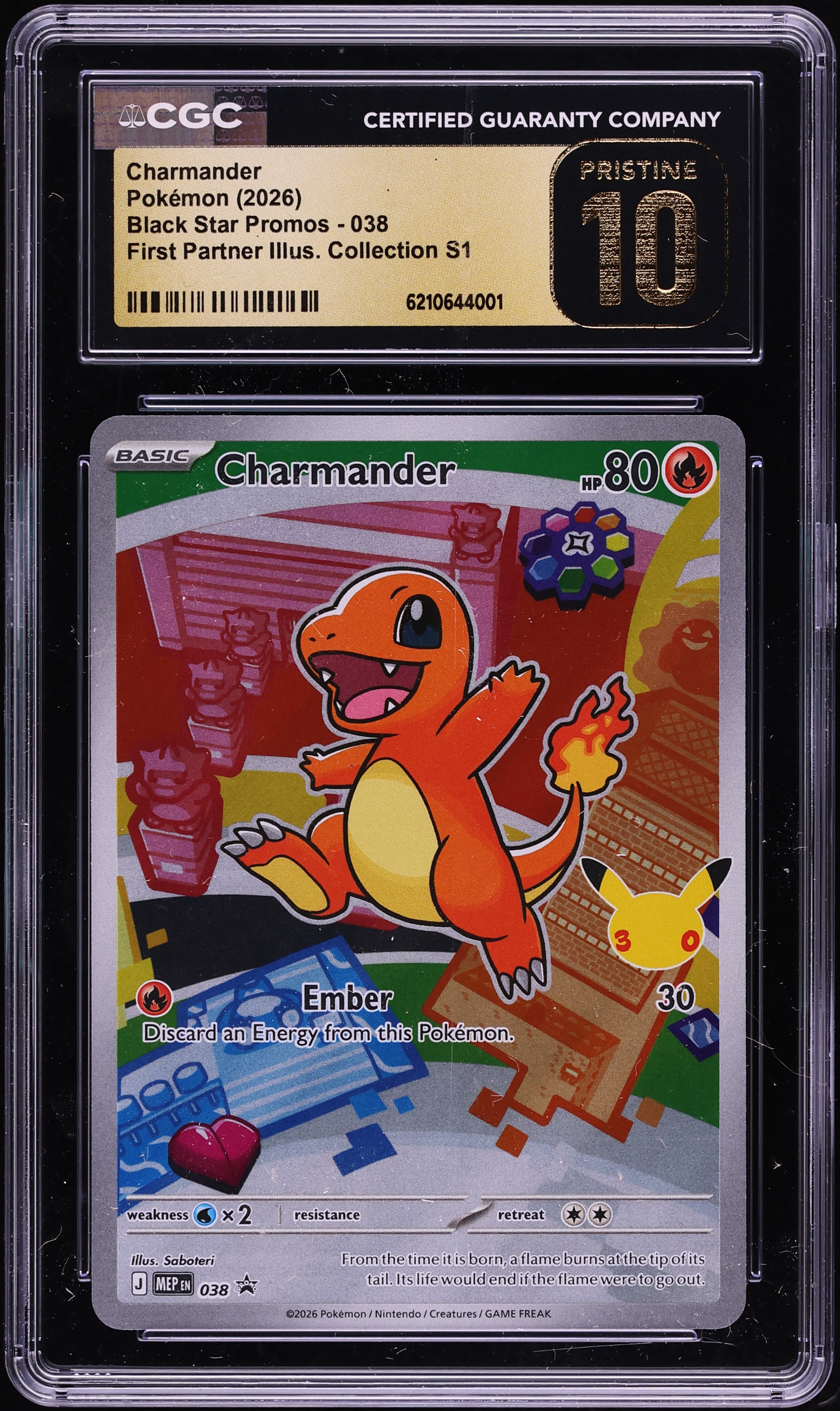 2026 Pokemon Mega Promo First Partner Illustration S1 Full Art Charmander #38 CGC 10 PRISTINE