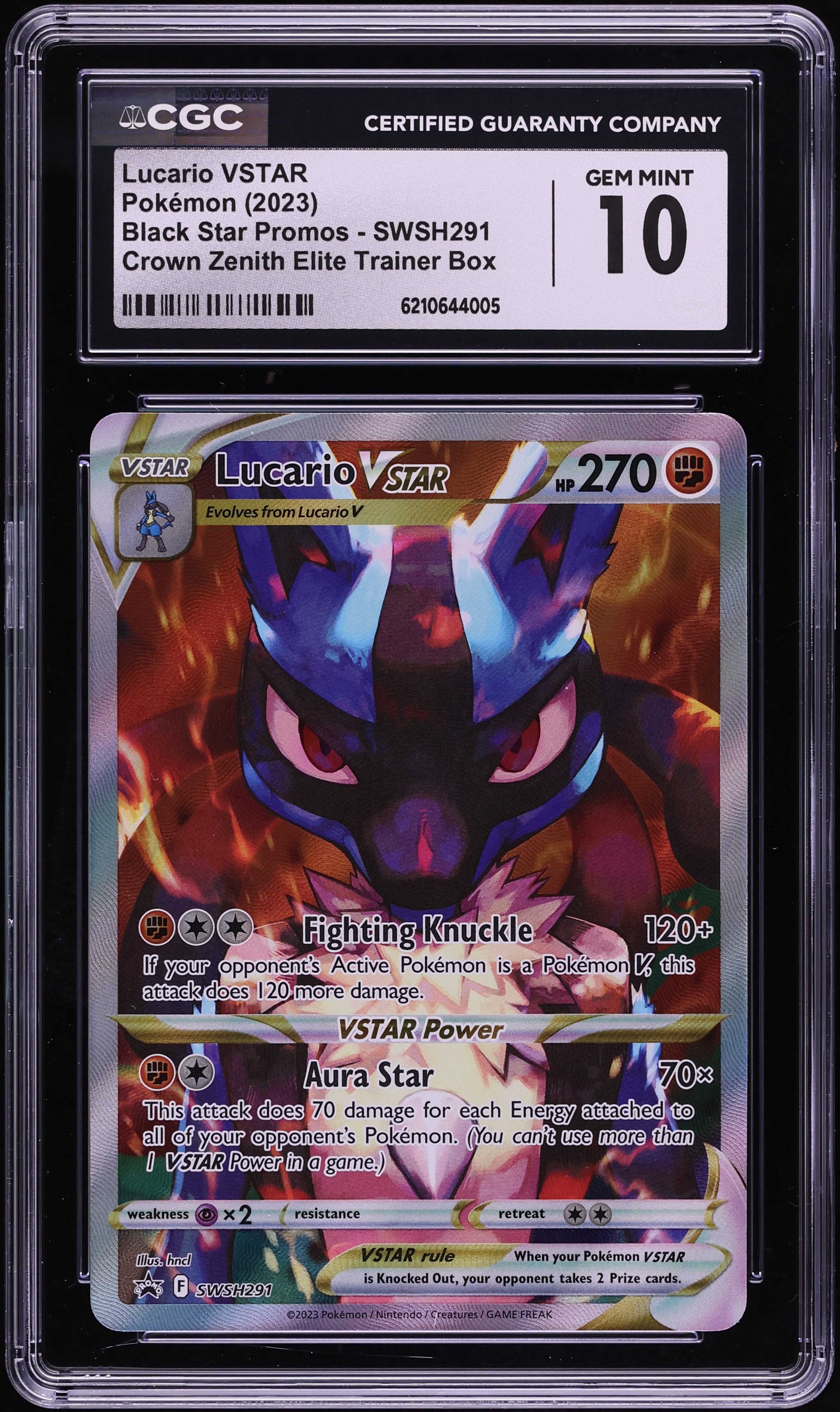 2023 Pokemon SWSH Promo Crown Zenith ETB Full Art Lucario VSTAR #SWSH291 CGC 10 GEM MINT
