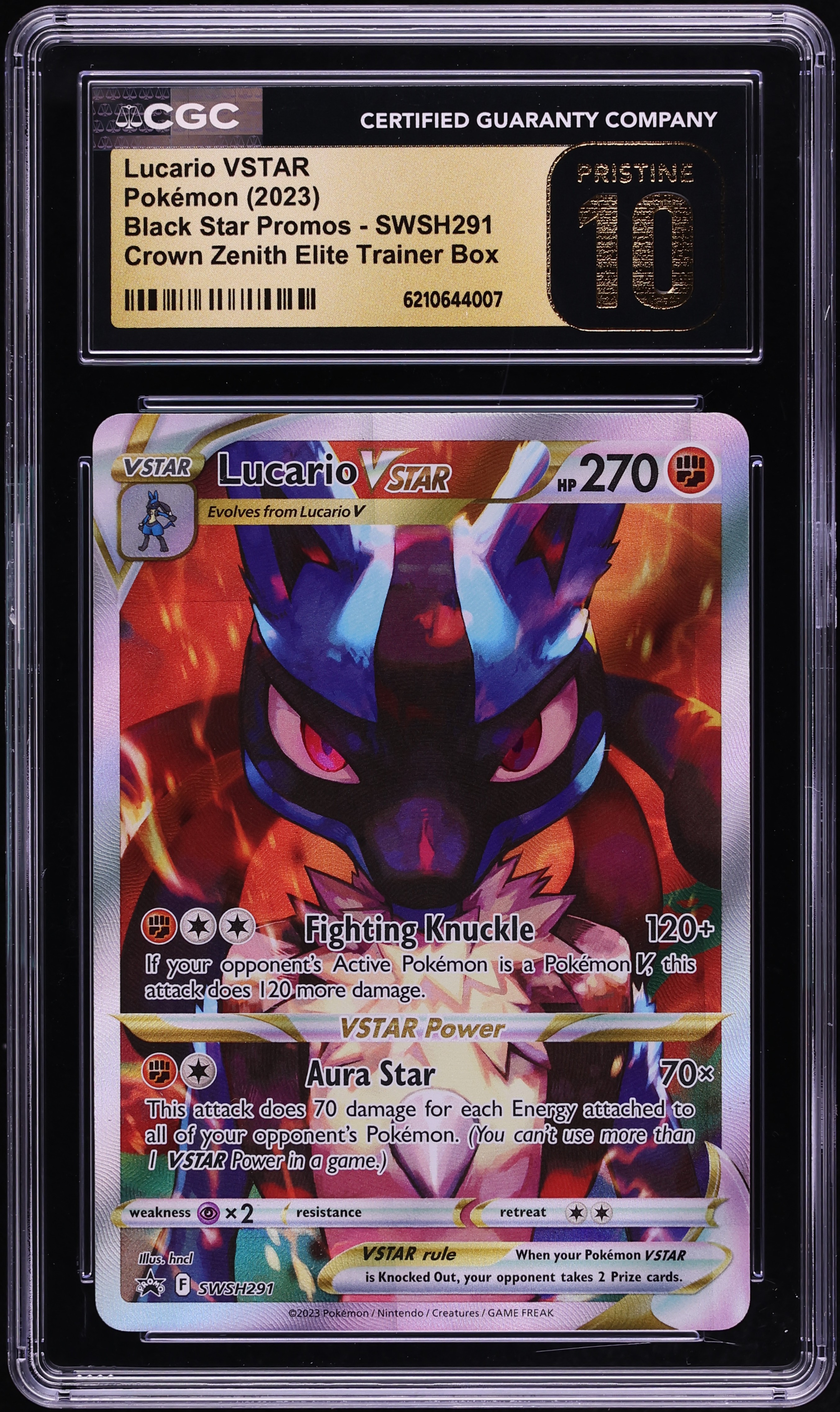 2023 Pokemon SWSH Promo Crown Zenith ETB Full Art Lucario VSTAR #SWSH291 CGC 10 PRISTINE