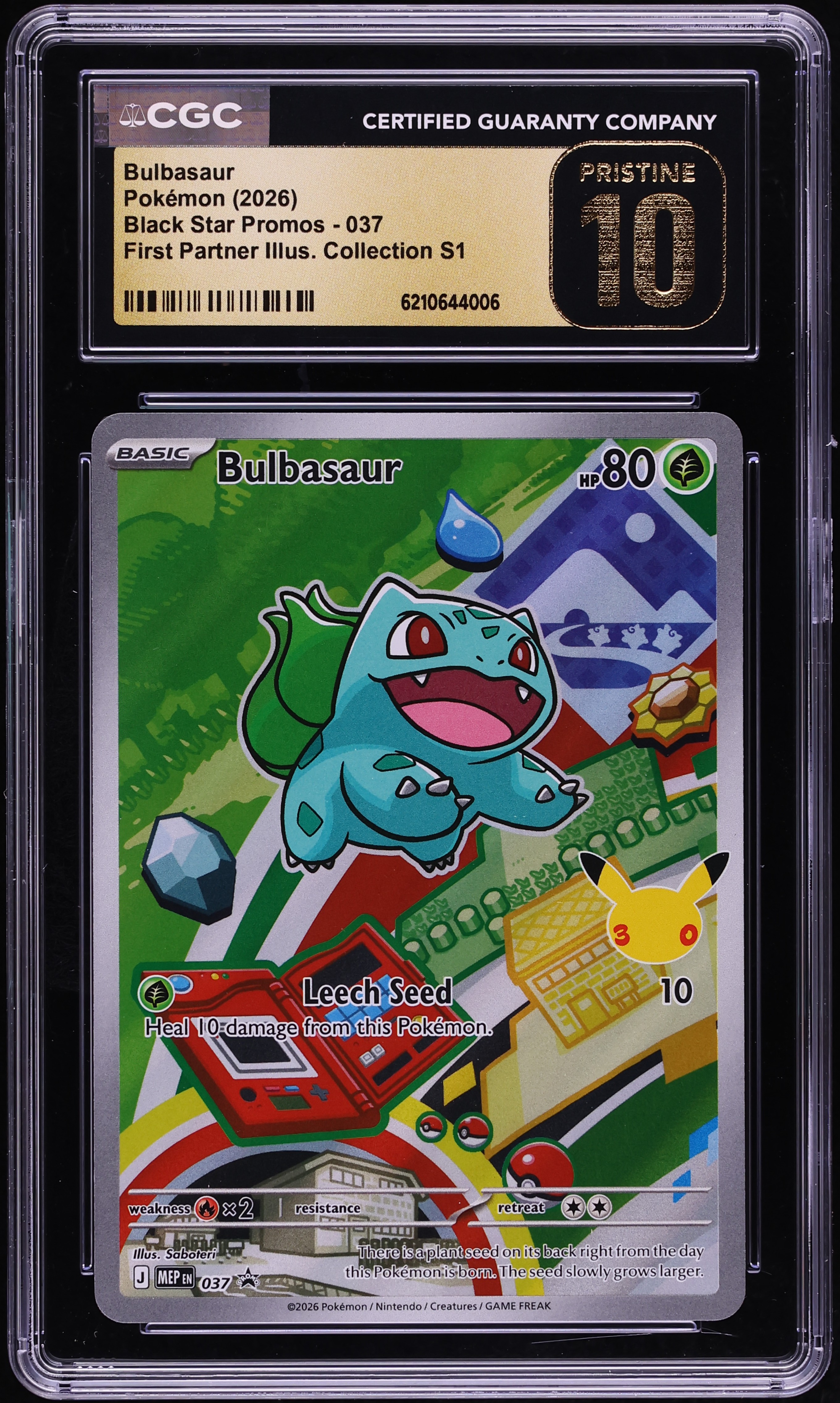 2026 Pokemon Mega Promo First Partner Illustration S1 Full Art Bulbasaur #37 CGC 10 PRISTINE