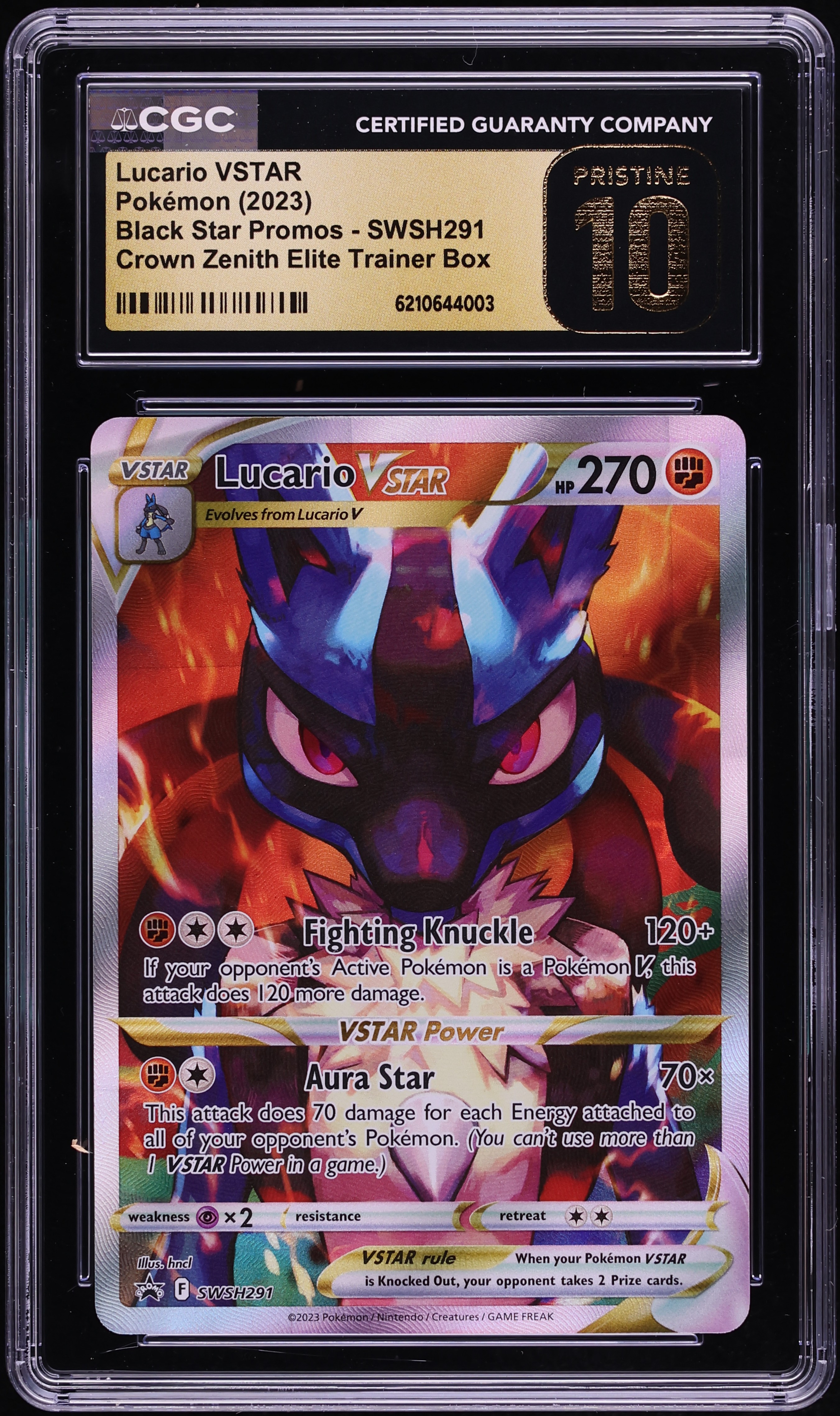 2023 Pokemon SWSH Promo Crown Zenith ETB Full Art Lucario VSTAR #SWSH291 CGC 10 PRISTINE