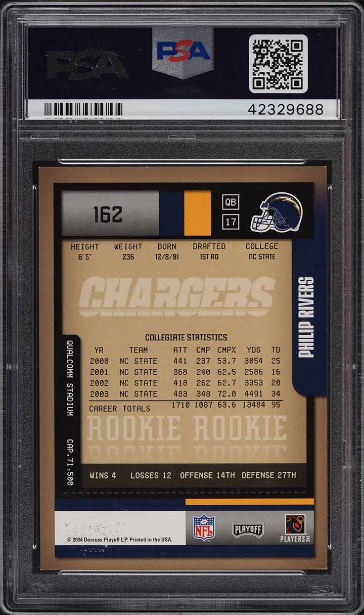 2004 Playoff Contenders Philip Rivers ROOKIE AUTO #162 PSA 7 NRMT