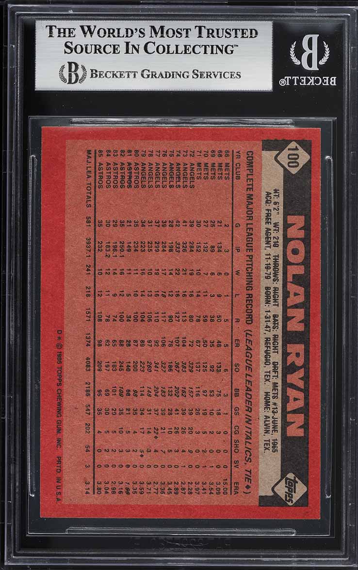 1986 Topps Nolan Ryan #100 BGS 6 EXMT