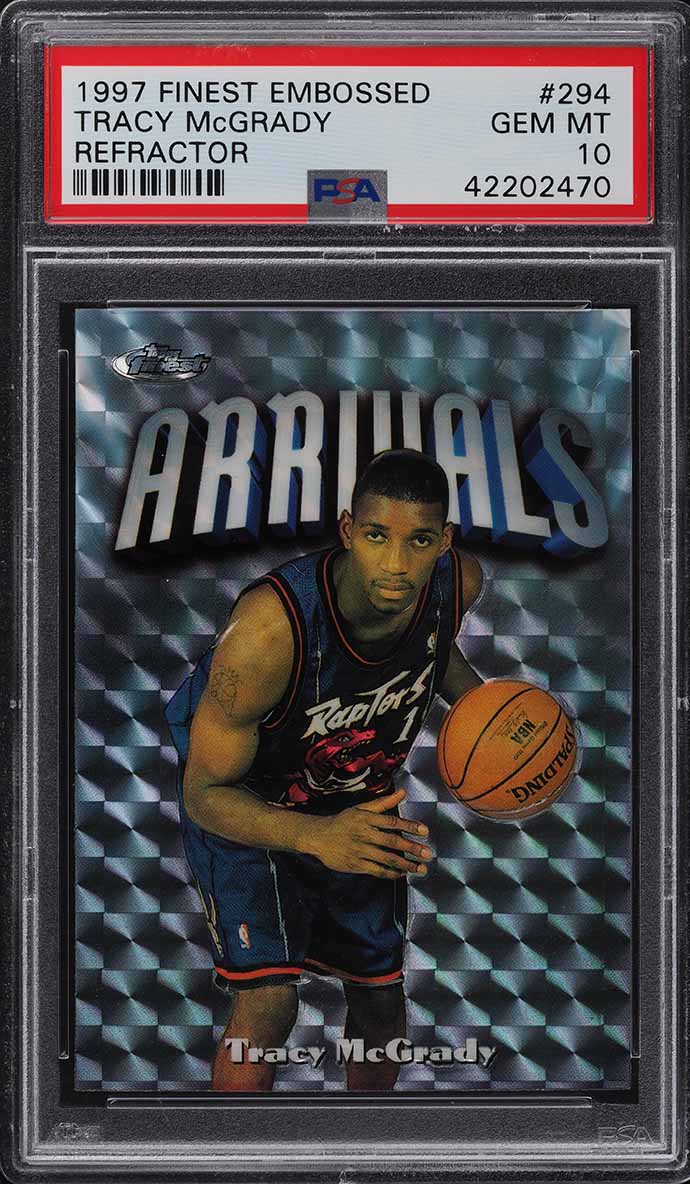 1997 Finest Embossed Refractor Tracy Mcgrady ROOKIE /263 #294 PSA