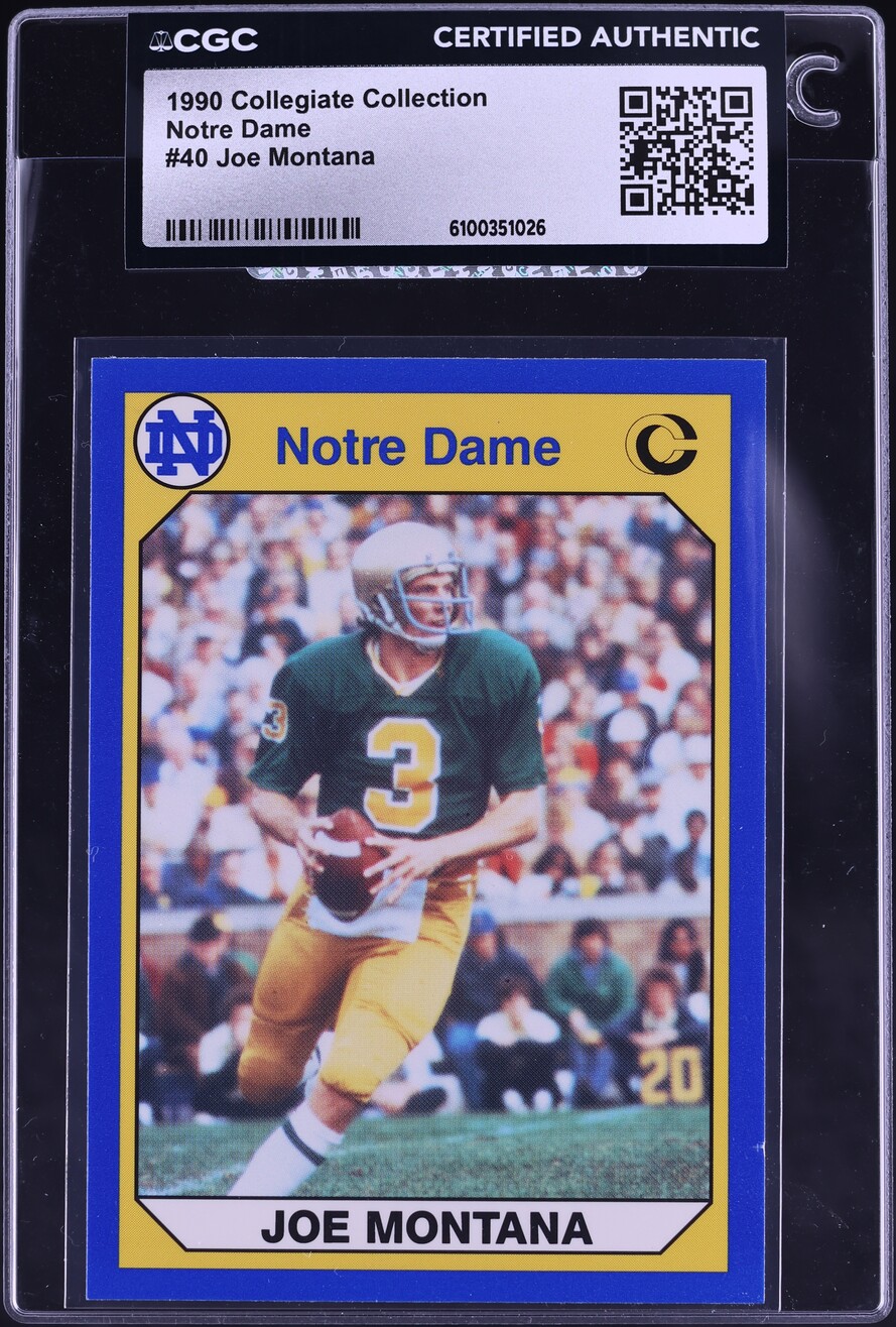 1990 Collegiate Collection Notre Dame Joe Montana #40 CGC AUTH
