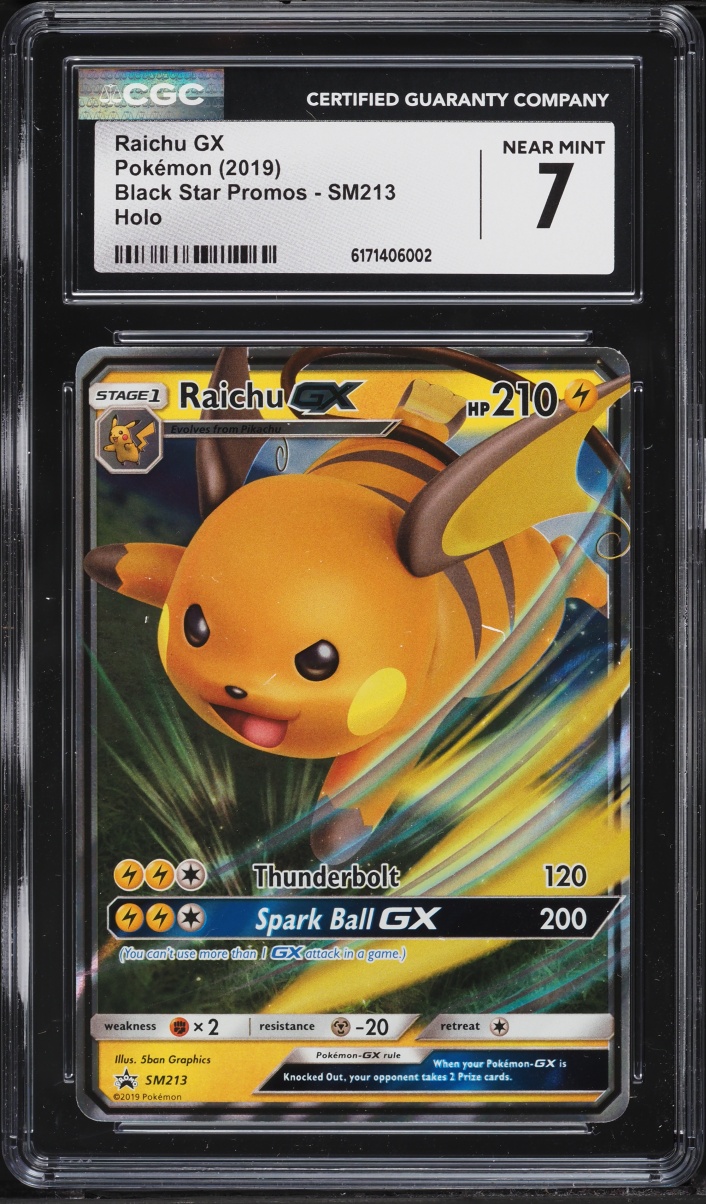 2019 Pokemon Sun & Moon Promo Hidden Fates Holo Raichu GX #SM213 CGC 7 NRMT