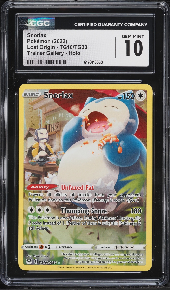 2022 Pokemon Sword & Shield Lost Origin Trainer Gallery CHR Snorlax #TG10 CGC 10 GEM MINT
