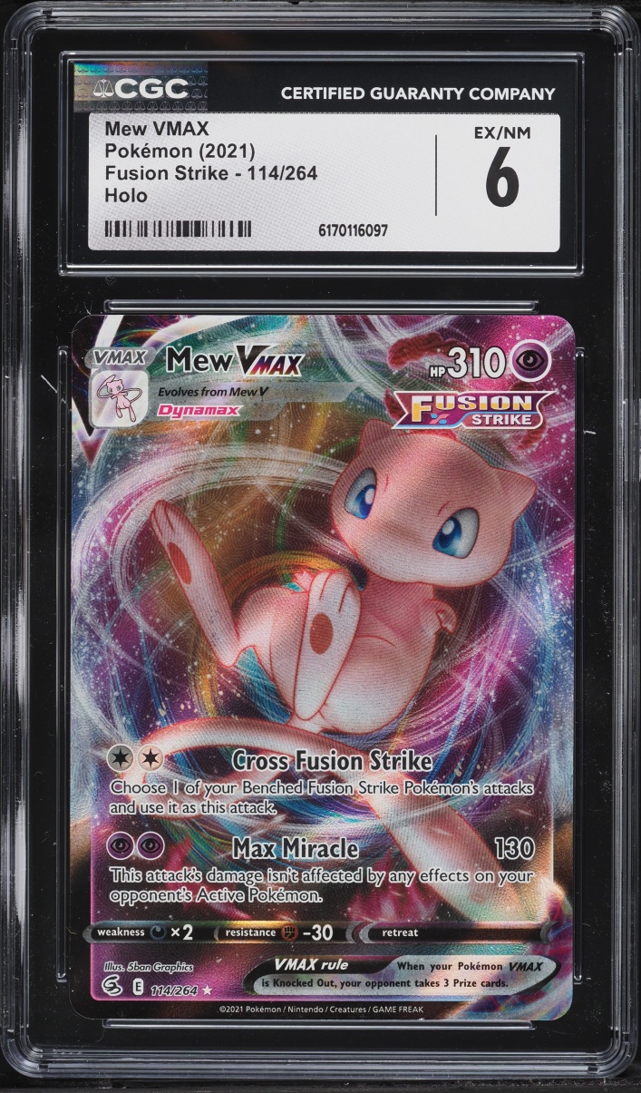 2021 Pokemon Sword & Shield Fusion Strike Full Art Mew VMAX #114 CGC 6 EXMT