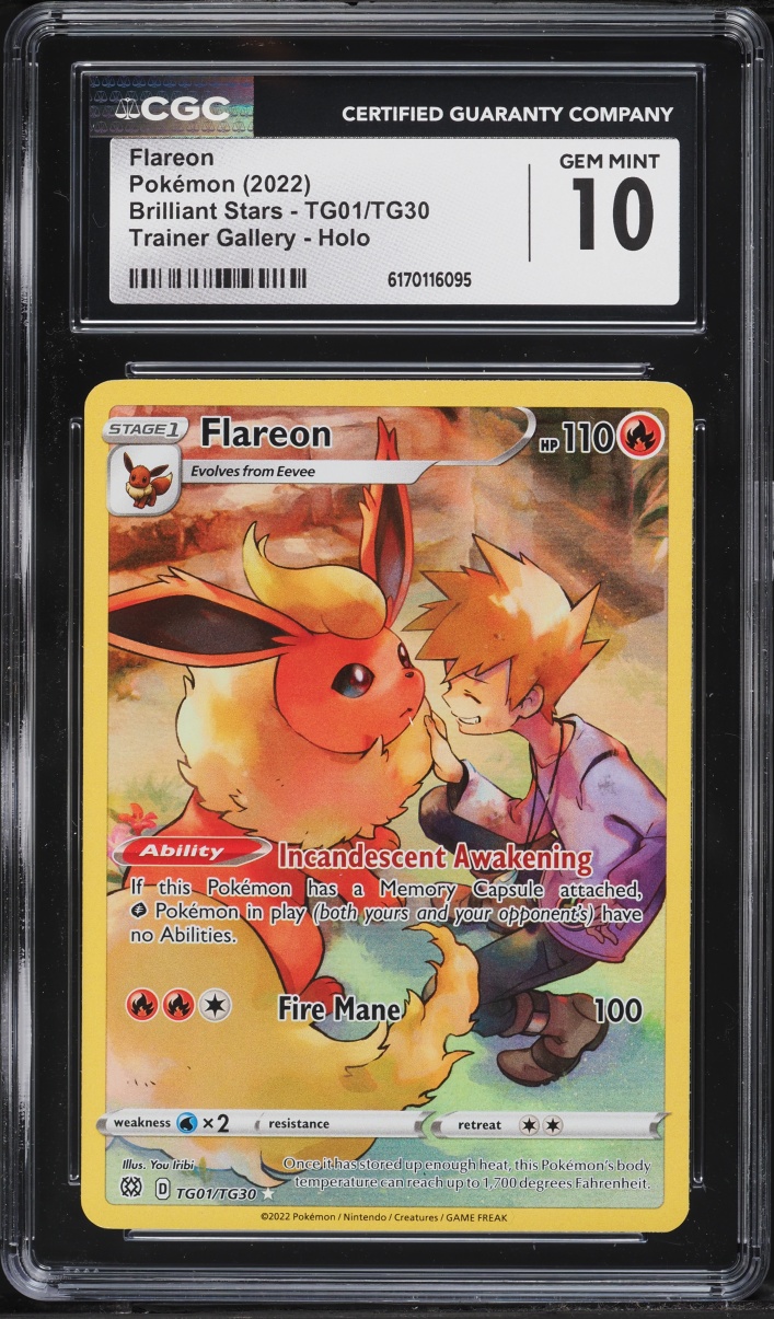 2022 Pokemon Sword & Shield Brilliant Stars CHR Flareon #TG01 CGC 10 GEM MINT