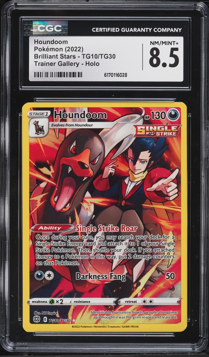 2022 Pokemon Sword & Shield Brilliant Stars CHR Houndoom #TG10 CGC 8.5 NM-MT+