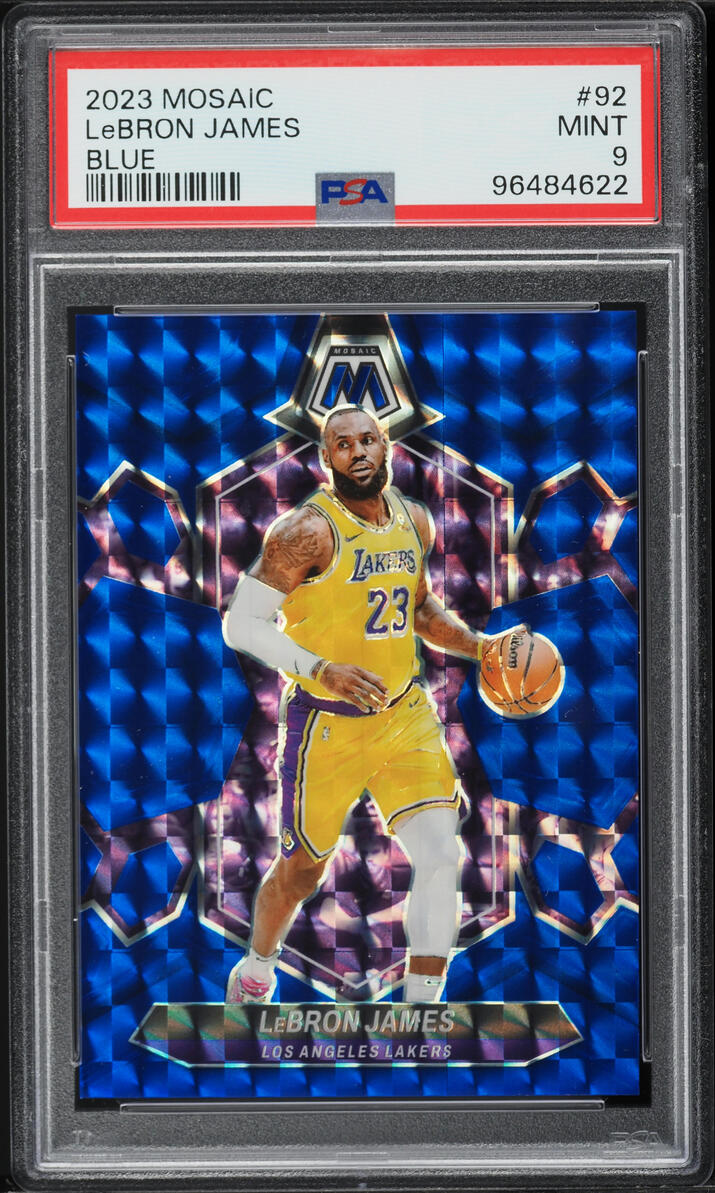 2023 Panini Mosaic Blue LeBron James /199 #92 PSA 9 MINT