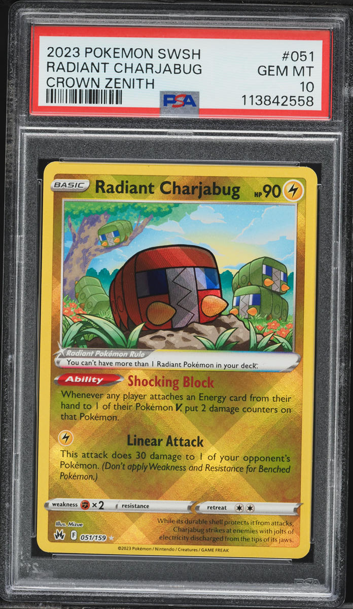 2023 Pokemon Sword & Shield Crown Zenith Radiant Charjabug #51 PSA 10 GEM MINT