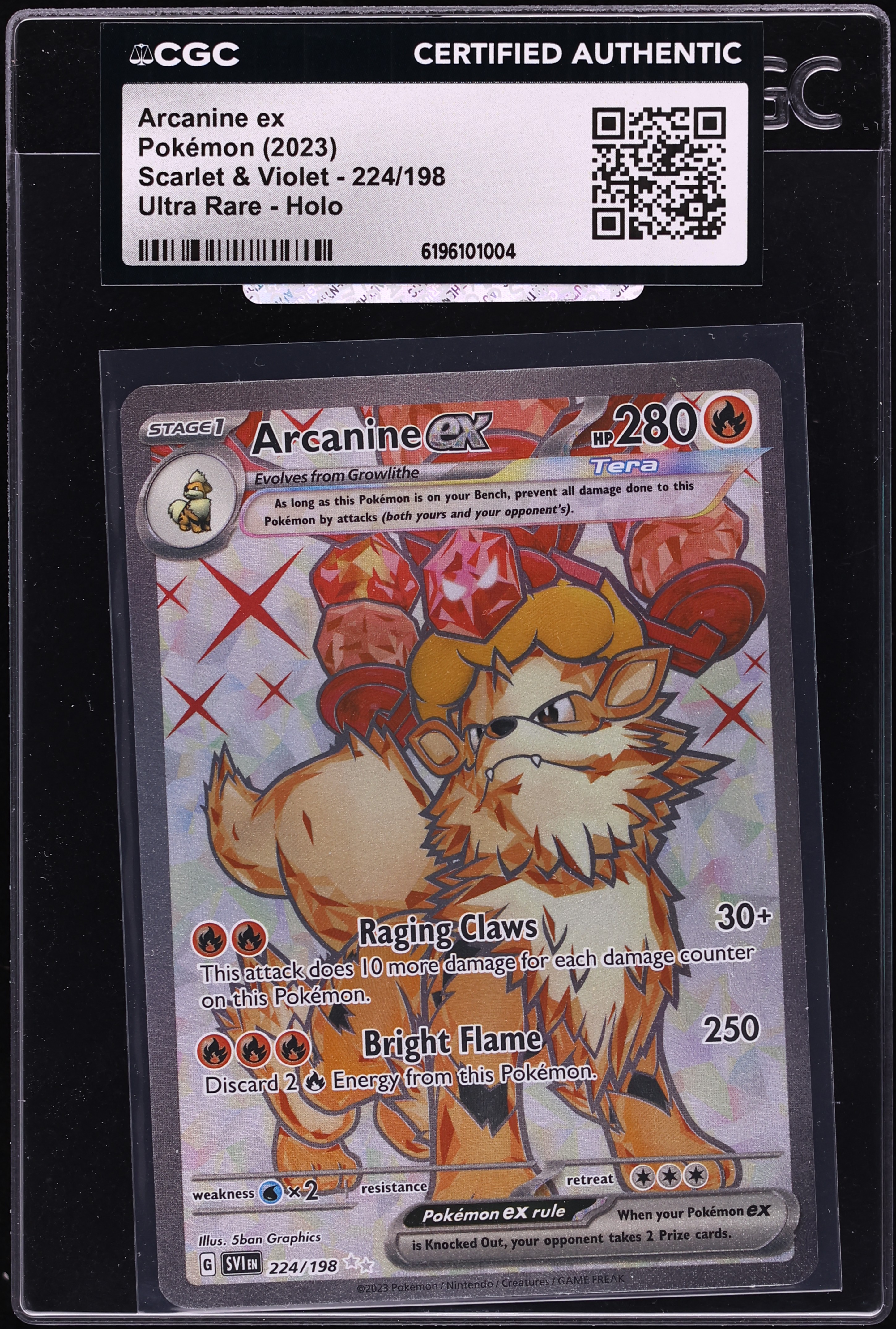 2023 Pokemon Scarlet & Violet Full Art Arcanine EX #224 CGC AUTH
