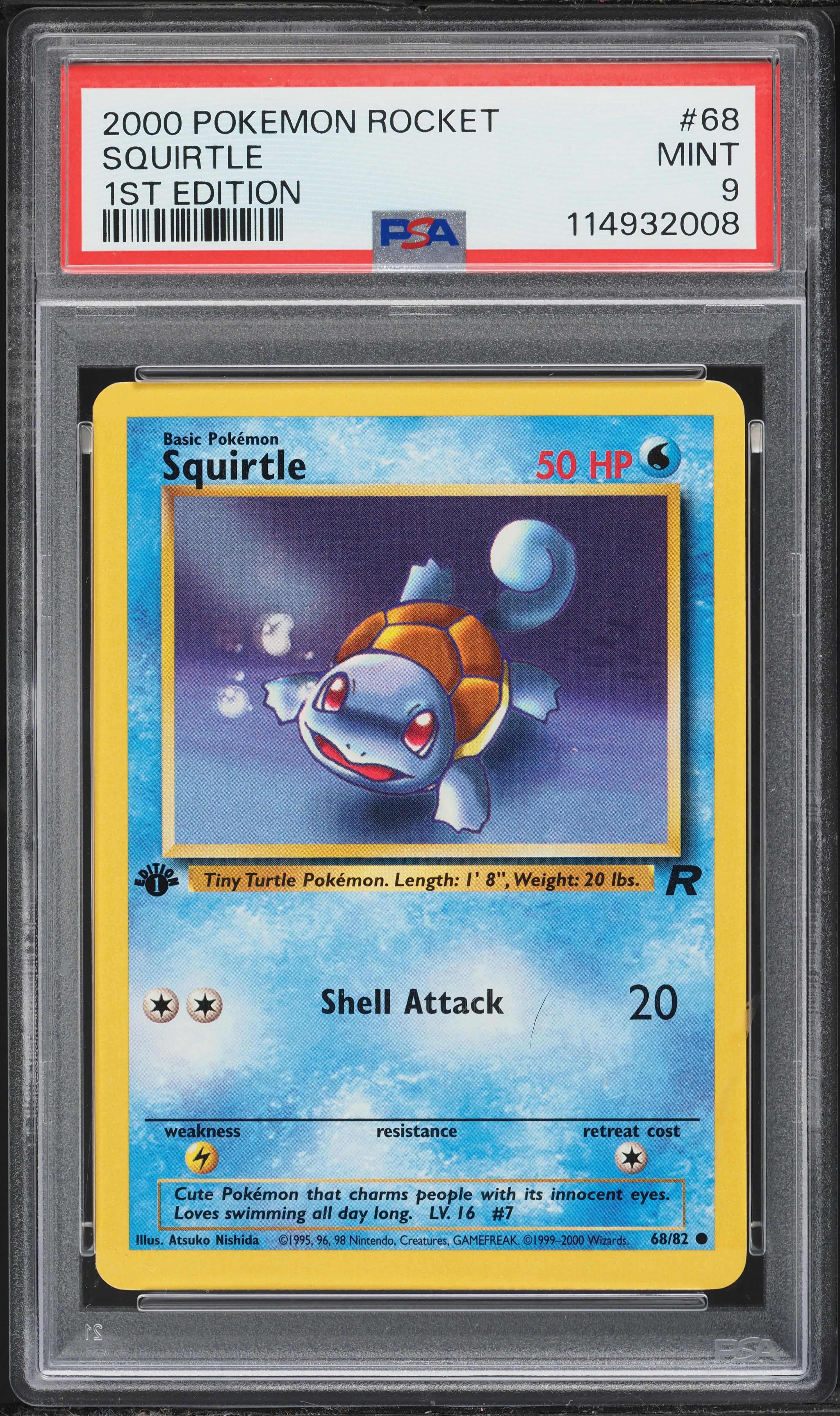 2000 Pokemon Team Rocket 1st Edition Squirtle #68 PSA 9 MINT