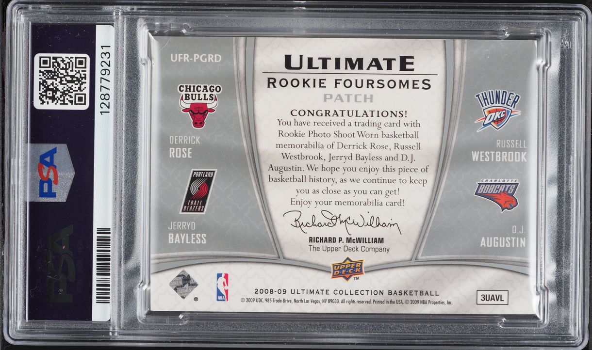 2008 Ultimate Collection Foursomes Rose Westbrook Bayless Augustin ROOKIE PATCH 1/15 PSA AUTH