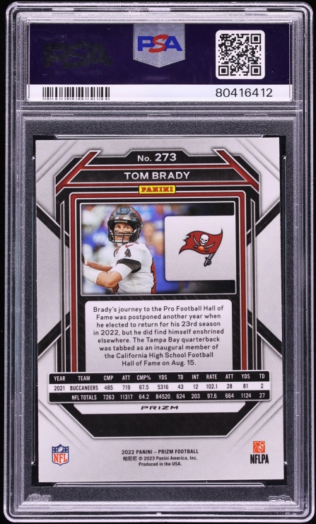 2022 Panini Prizm Snake Skin Tom Brady #273 PSA 10 GEM MINT - Photo 2