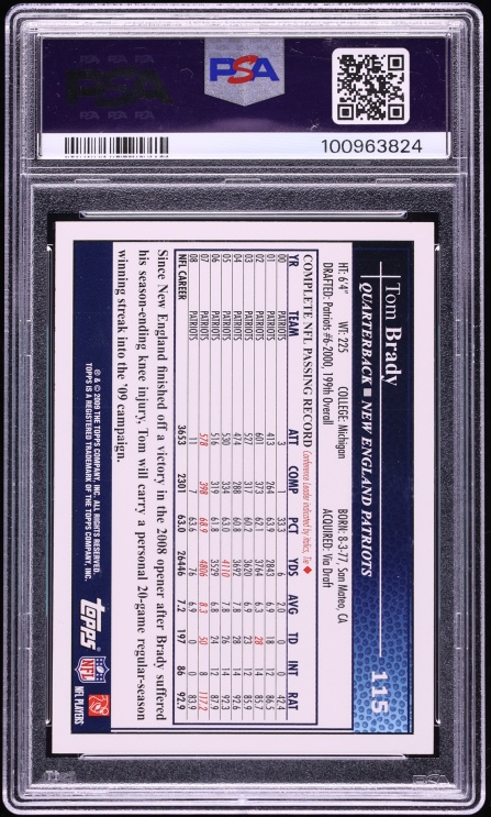 2009 Topps Variation Tom Brady #115 PSA 10 GEM MINT - Photo 2