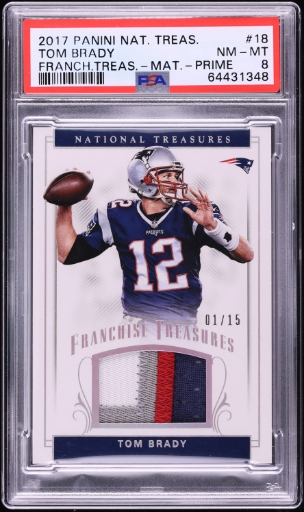 2017 National Treasures Franchise Prime Tom Brady PATCH 1/15 #18 PSA 8 NM-MT - Photo 1
