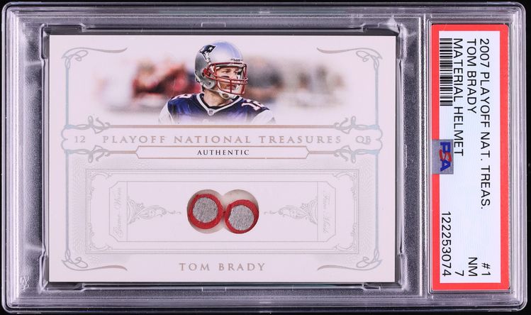 2007 Playoff National Treasures Helmet Tom Brady PATCH 1/25 #1 PSA 7 NRMT - Photo 1