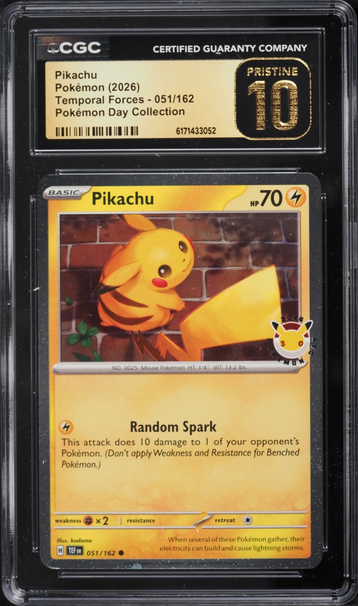 2026 Pokemon Scarlet & Violet Temporal Forces Day Collection Pikachu #51 CGC 10 PRISTINE