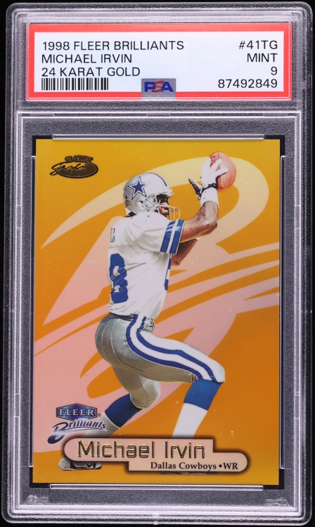 1998 Fleer Brilliants 24-Karat Gold Michael Irvin /24 #41TG PSA 9 MINT - Photo 1