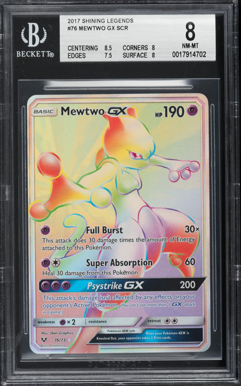 2017 Pokemon Sun & Moon Shining Legends Full Art Mewtwo GX #72 CGC