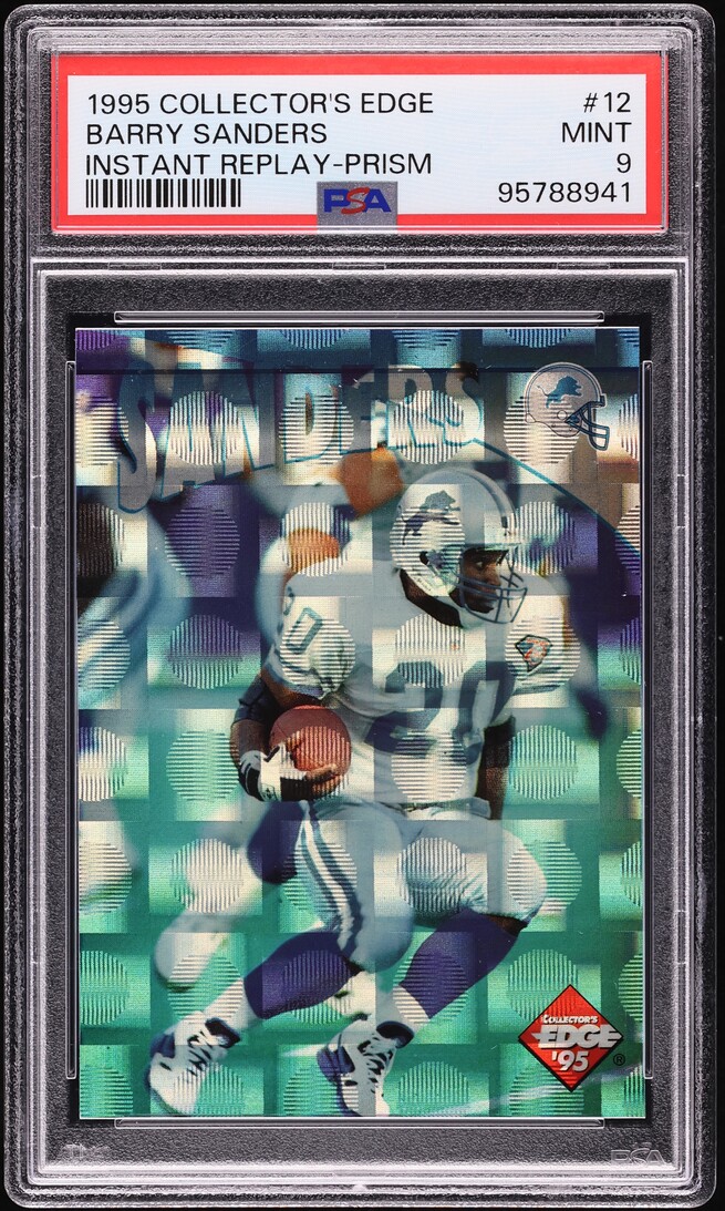 1995 Collector's Edge Instant Replay Prism Barry Sanders #12 PSA 9 MINT - Photo 1