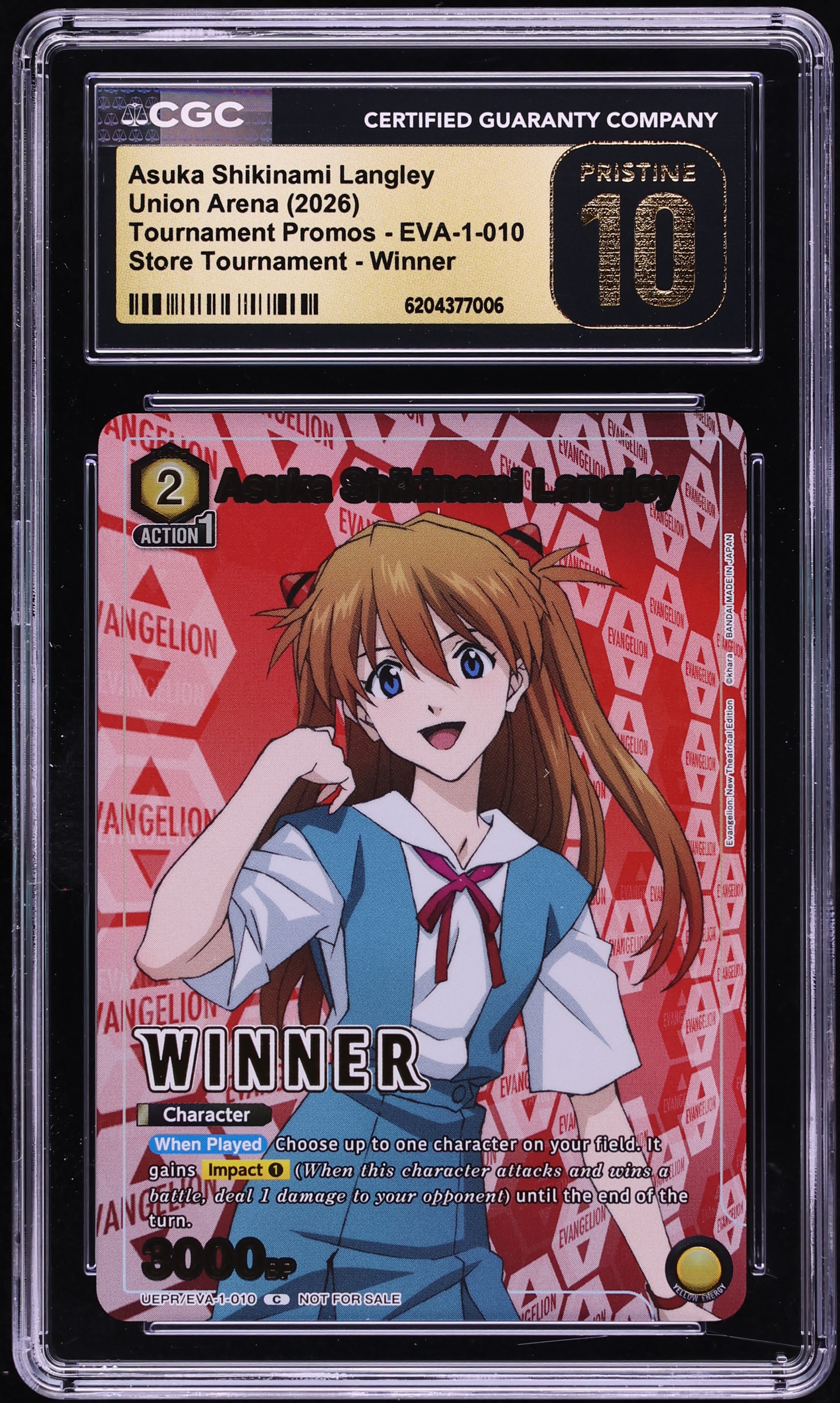 2026 Union Arena Promo Store Tournament Winner EVA Asuka Shikinami Langley CGC 10 PRISTINE