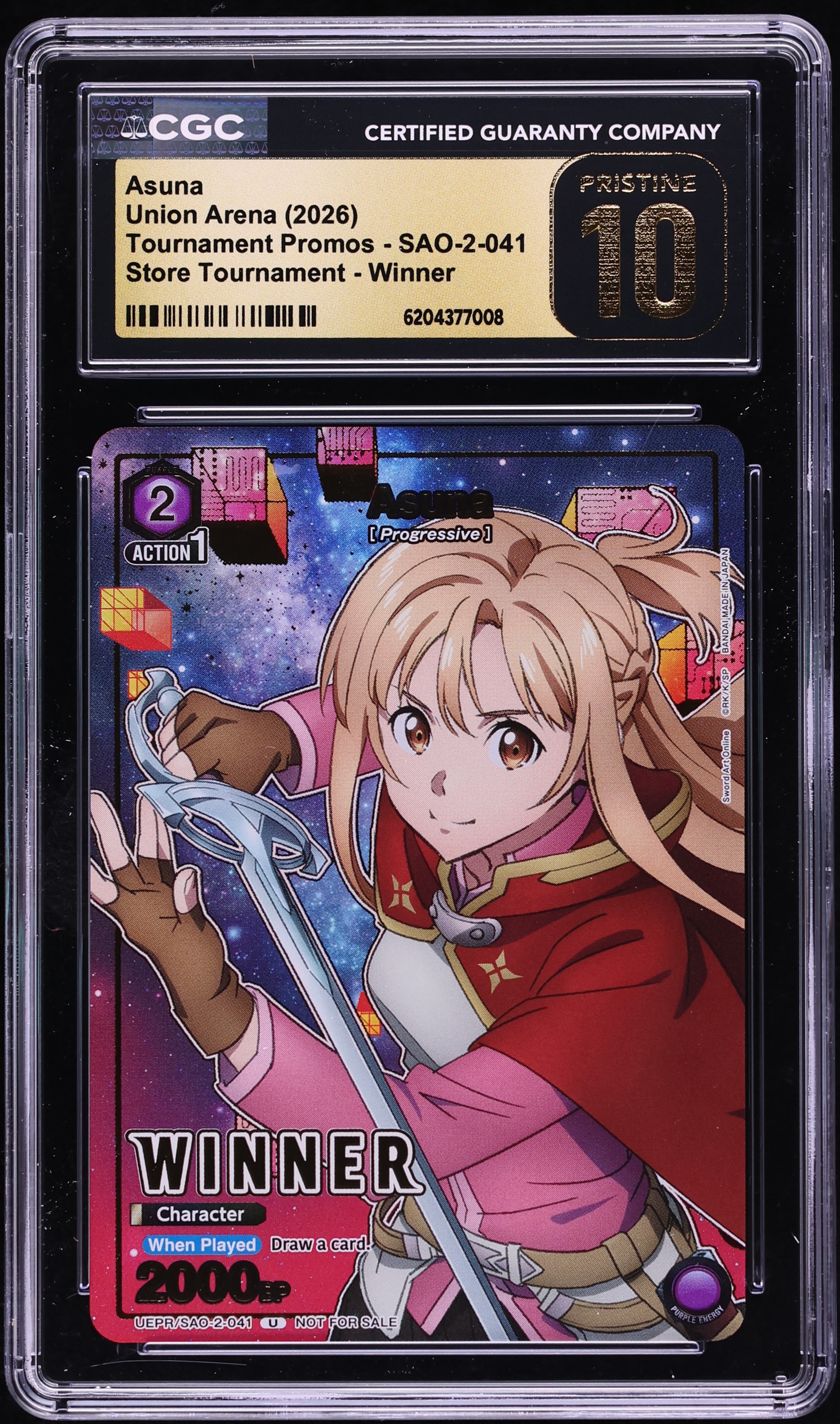 2026 Union Arena Promo Store Tournament Winner SAO Asuna #SAO-2-041 CGC 10 PRISTINE