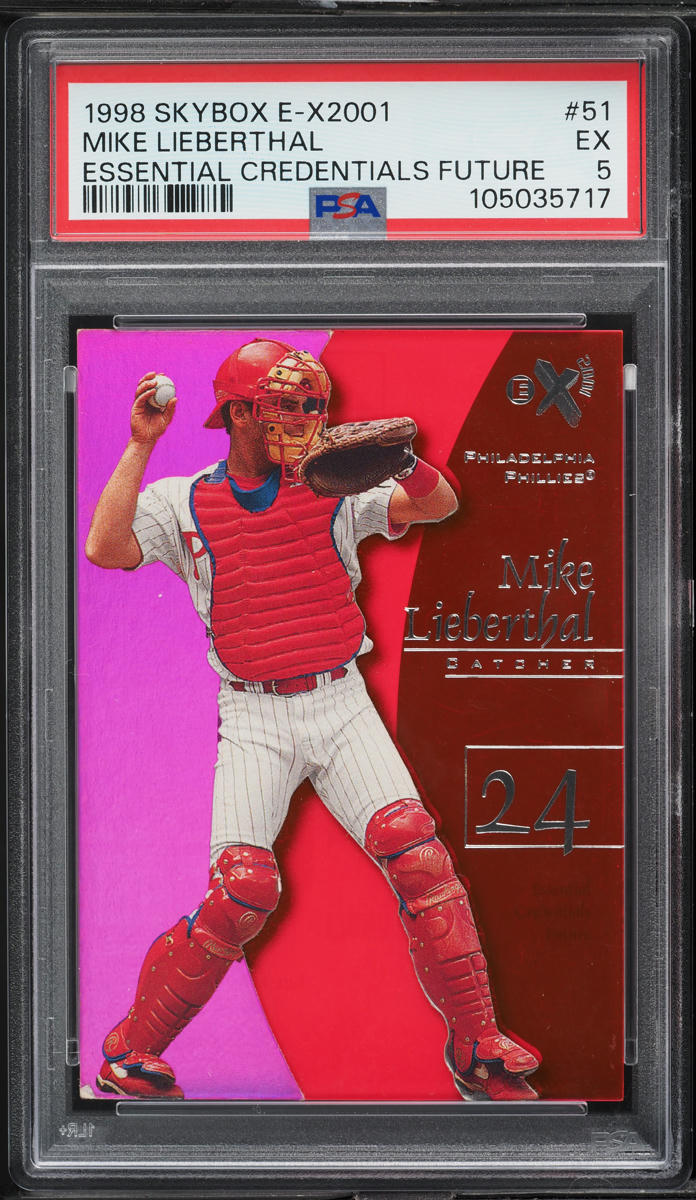 1998 Skybox E-X Essential Credentials Future Mike Lieberthal /50 #51 PSA 5 EX