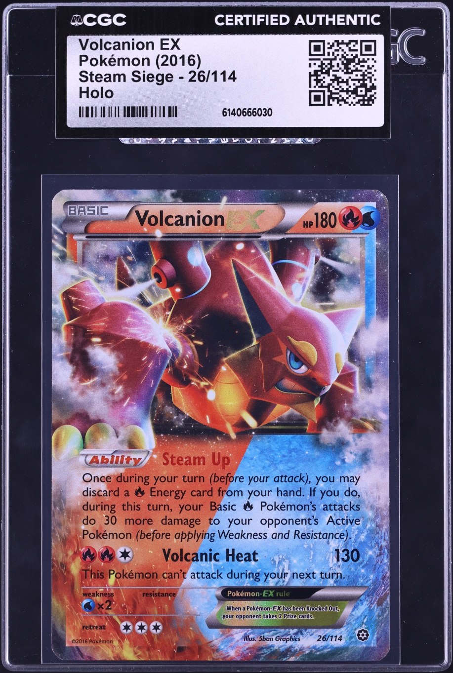 2016 Pokemon XY Steam Siege Holo Volcanion EX #26 CGC AUTH